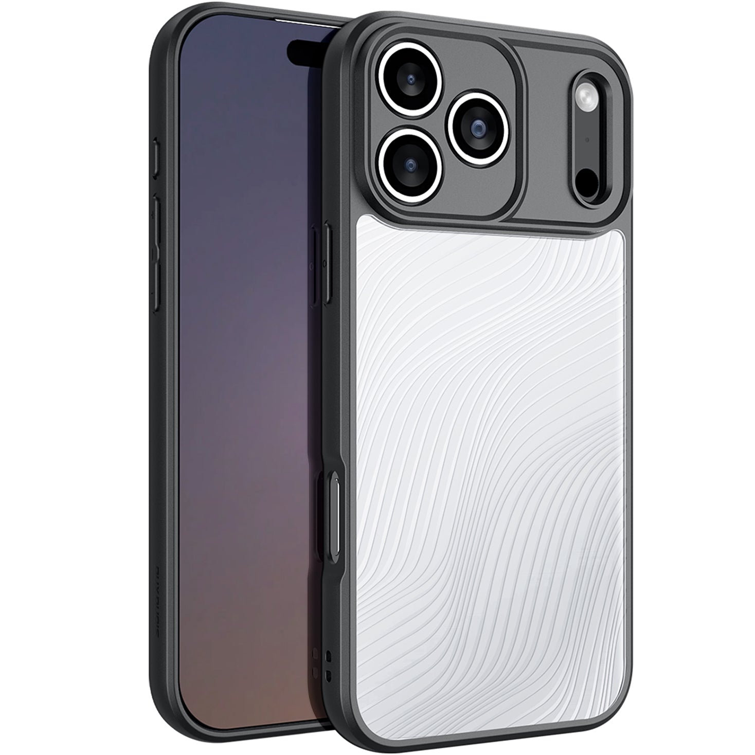 Handyhülle für iPhone 17 Pro, Dux Ducis Aimo, Transparent mit schwarzen Rahmen