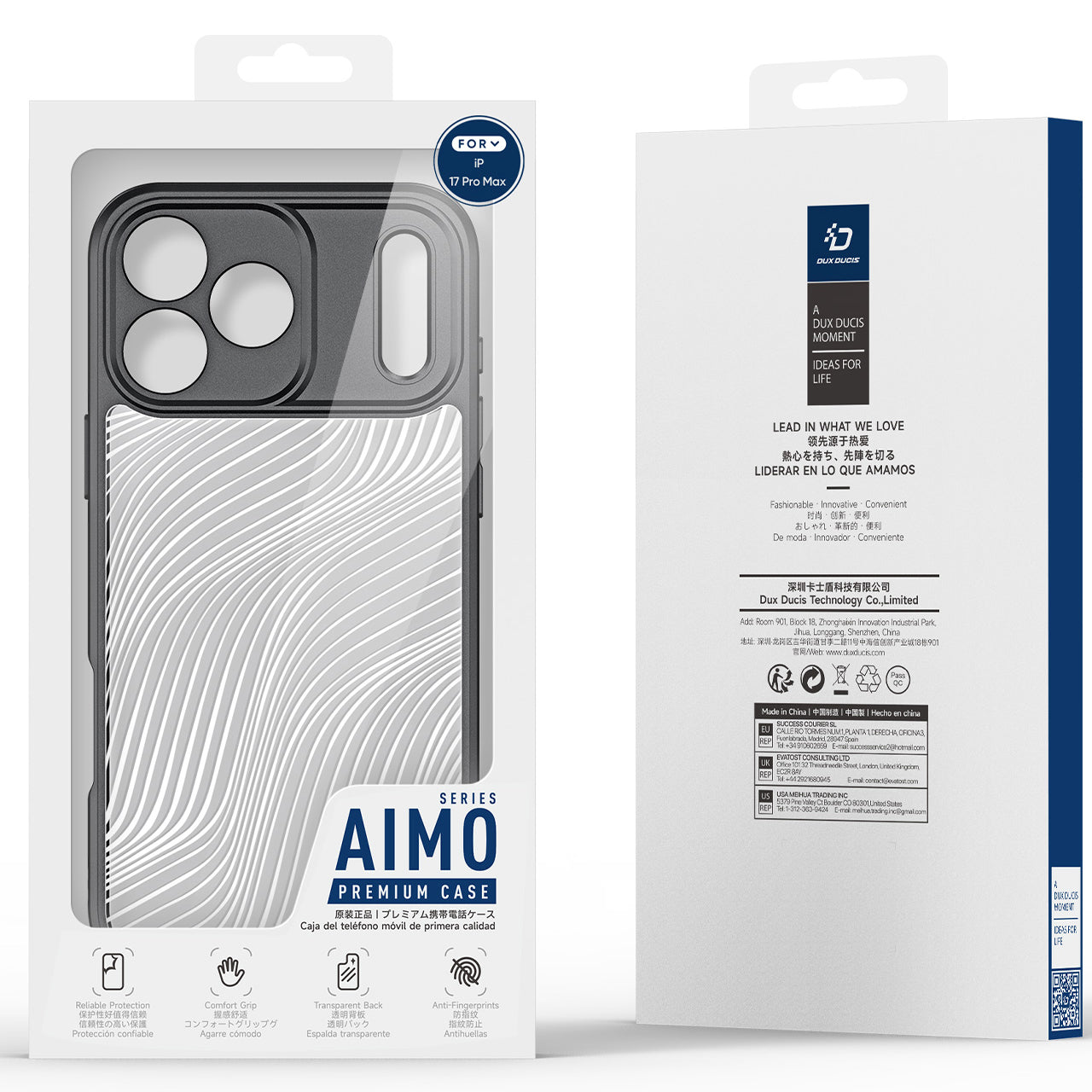 Handyhülle für iPhone 17 Pro Max, Dux Ducis Aimo, Transparent mit schwarzen Rahmen
