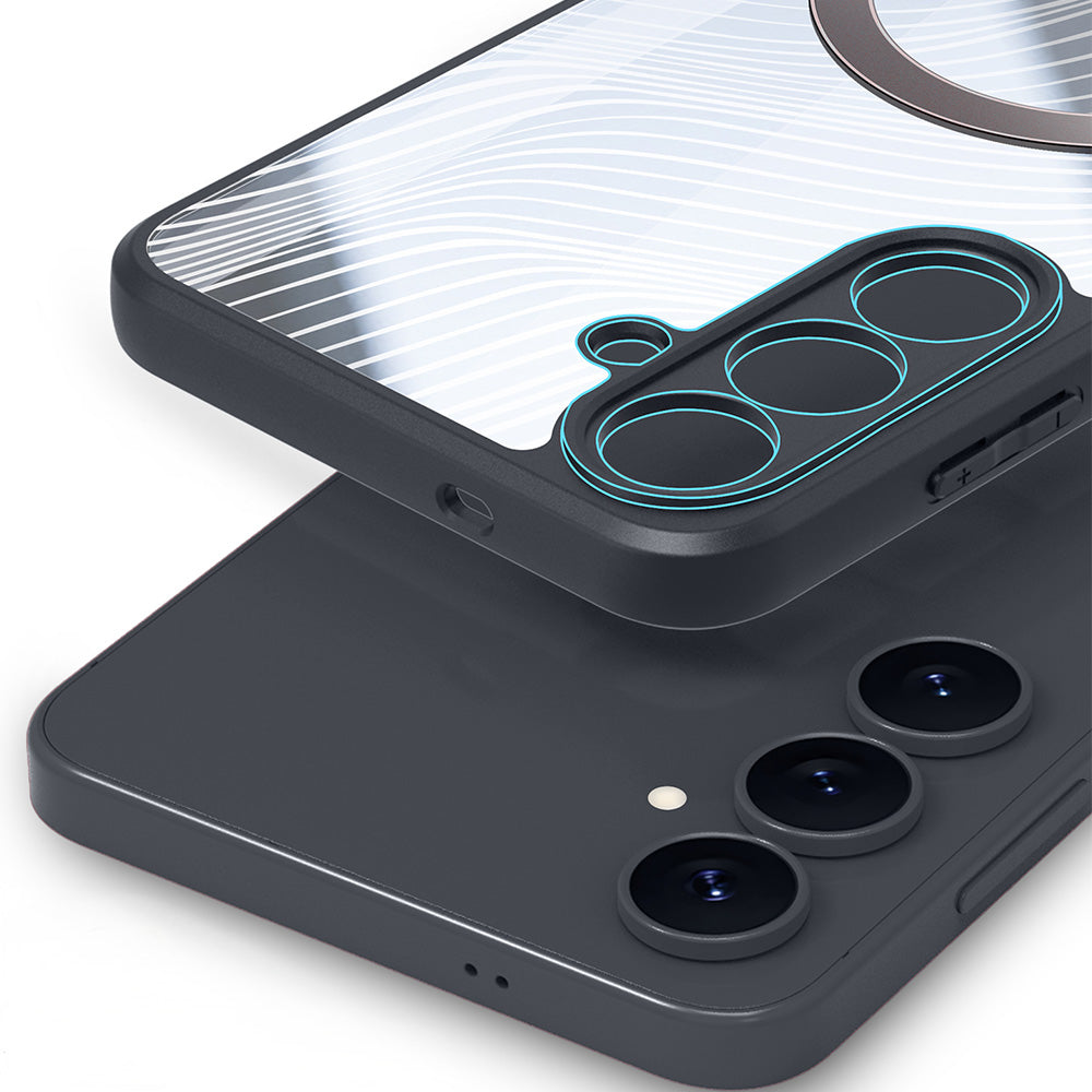 Handyhülle für Galaxy S25 FE, Dux Ducis Aimo Mag, Transparent mit Schwarzen Rahmen