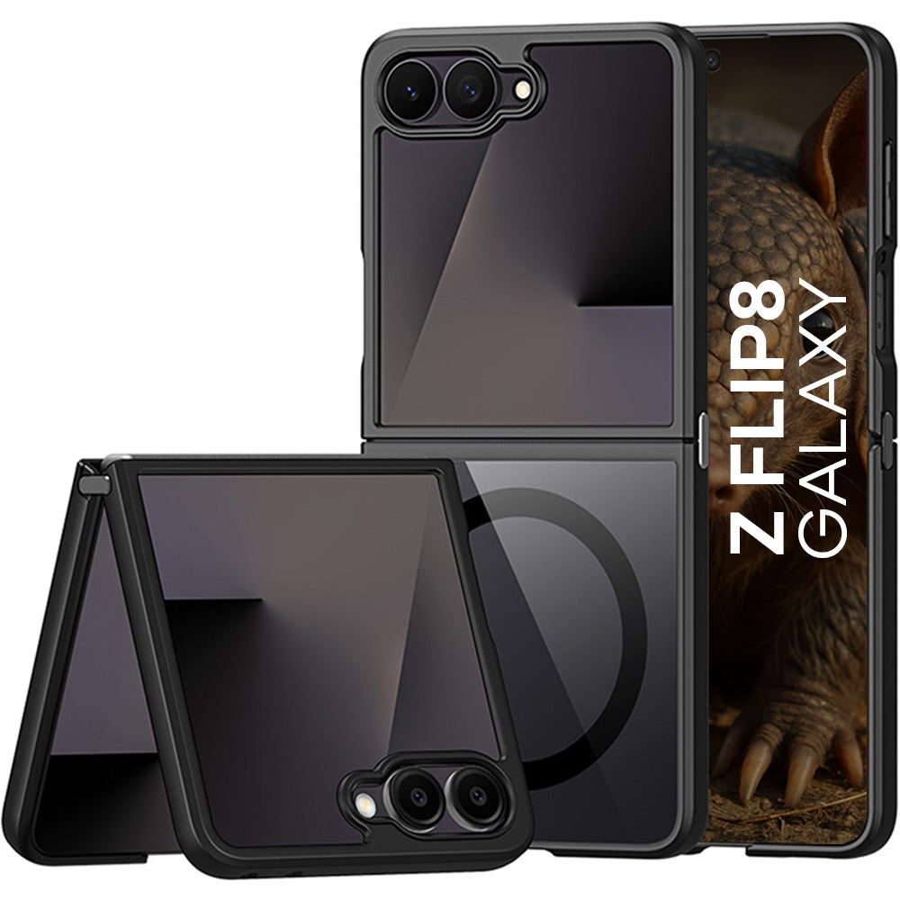 Handyhülle für Galaxy Z Flip8, Dux Ducis Aimo Mag, Transparent mit Schwarzen Rahmen