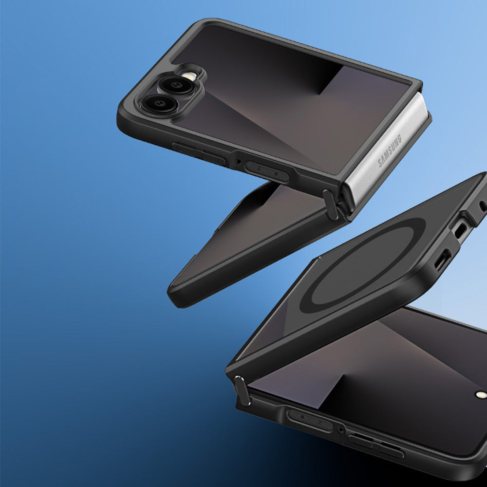 Handyhülle für Galaxy Z Flip8, Dux Ducis Aimo Mag, Transparent mit Schwarzen Rahmen