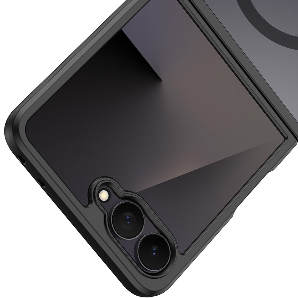 Handyhülle für Galaxy Z Flip8, Dux Ducis Aimo Mag, Transparent mit Schwarzen Rahmen