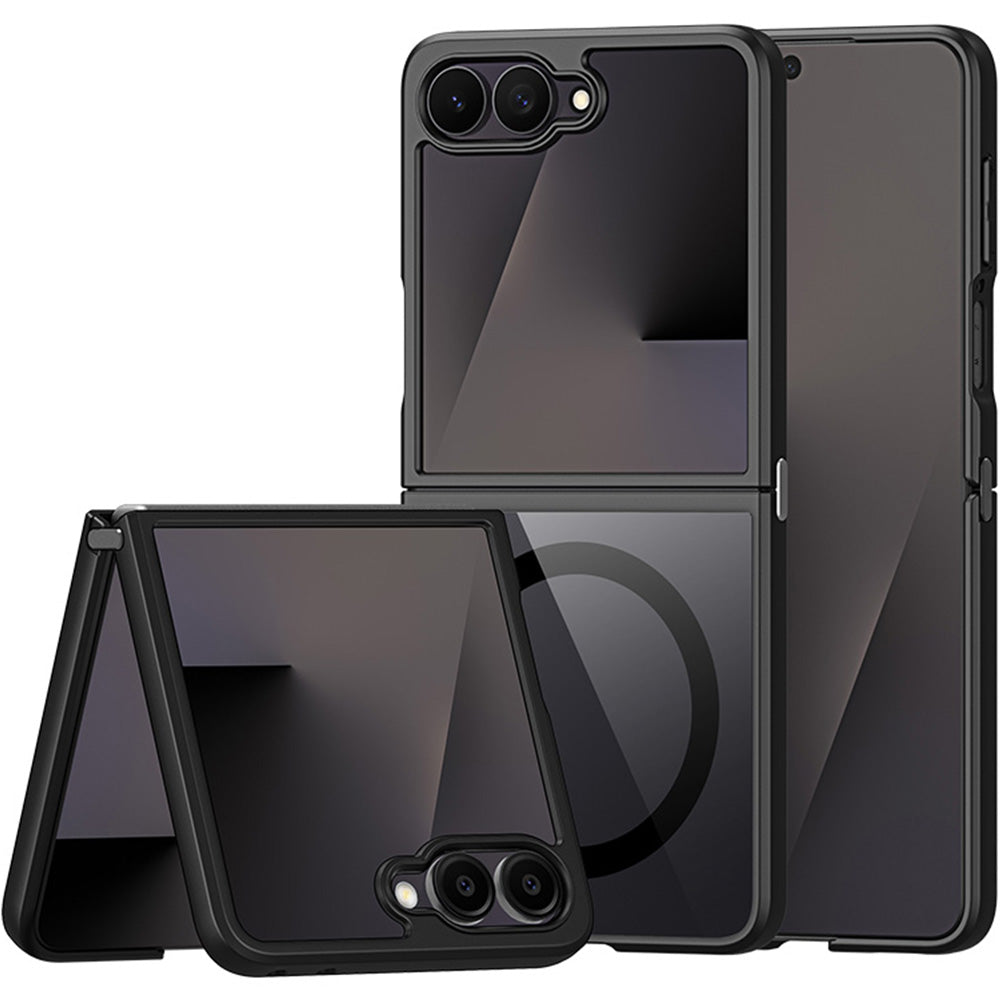 Handyhülle für Galaxy Z Flip8, Dux Ducis Aimo Mag, Transparent mit Schwarzen Rahmen