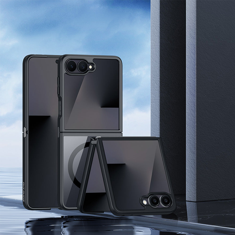 Handyhülle für Galaxy Z Flip8, Dux Ducis Aimo Mag, Transparent mit Schwarzen Rahmen