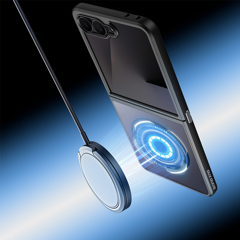 Handyhülle für Galaxy Z Flip8, Dux Ducis Aimo Mag, Transparent mit Schwarzen Rahmen