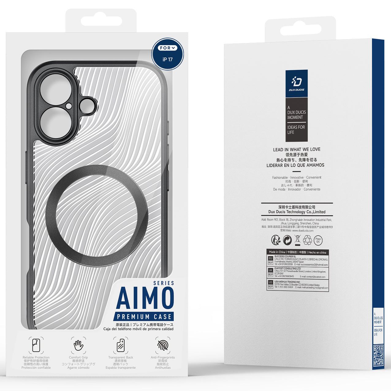 Handyhülle für iPhone 17, Dux Ducis Aimo Mag, Transparent mit schwarzen Rahmen