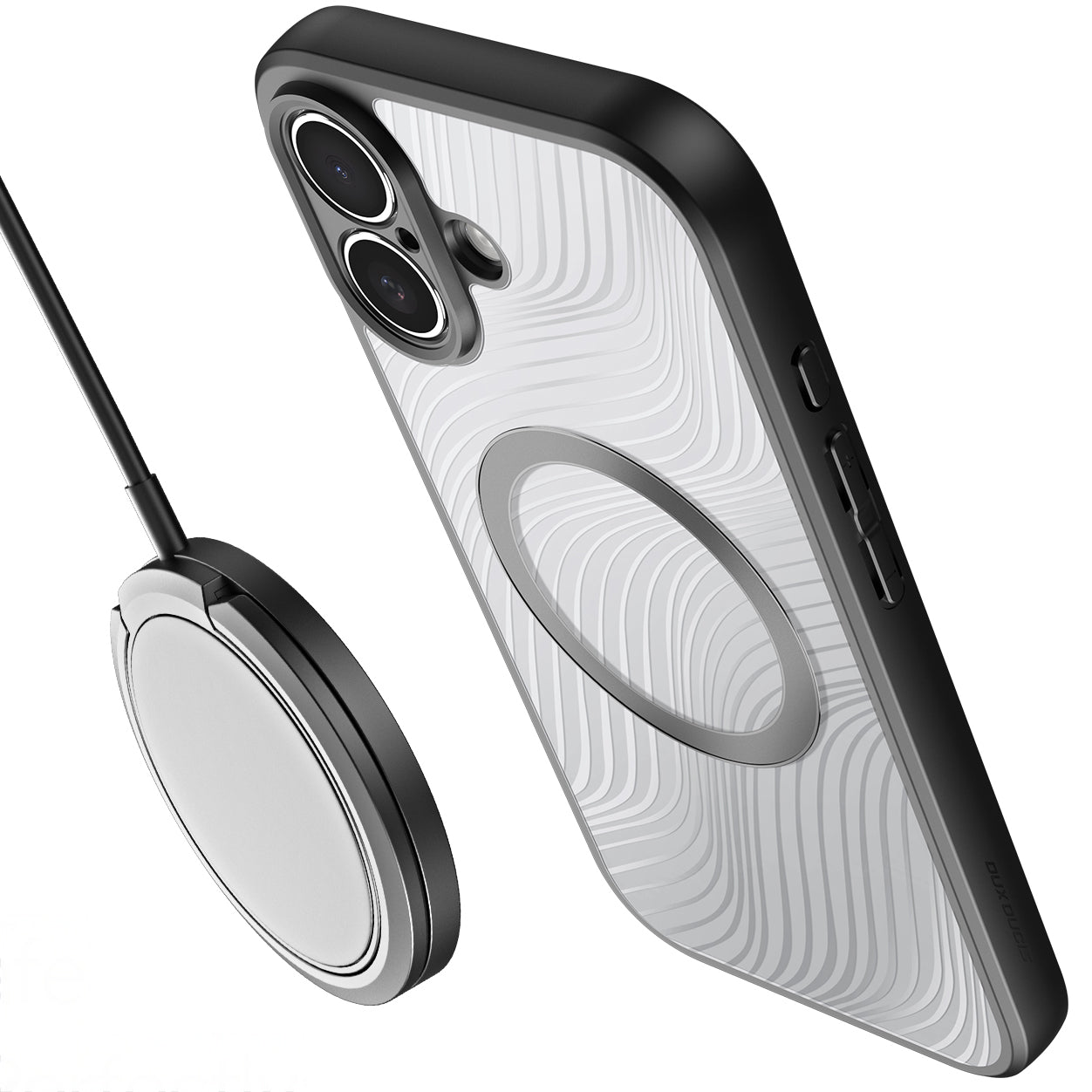 Handyhülle für iPhone 17, Dux Ducis Aimo Mag, Transparent mit schwarzen Rahmen