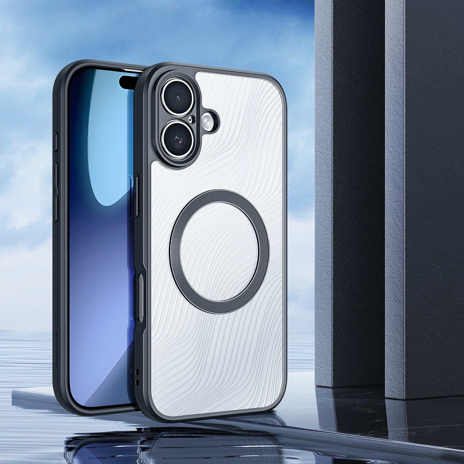 Handyhülle für iPhone 17, Dux Ducis Aimo Mag, Transparent mit schwarzen Rahmen