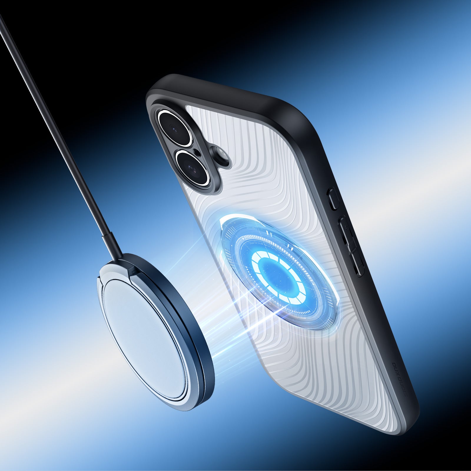 Handyhülle für iPhone 17, Dux Ducis Aimo Mag, Transparent mit schwarzen Rahmen