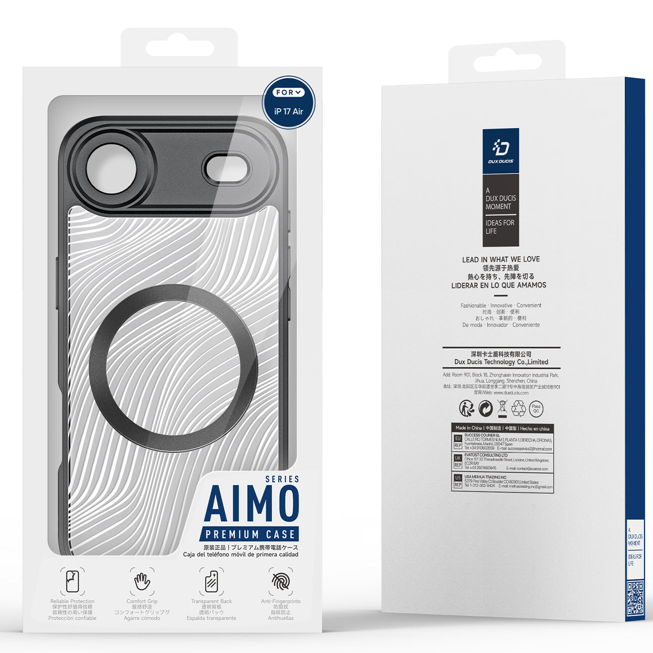 Handyhülle für iPhone Air, Dux Ducis Aimo Mag, Transparent mit schwarzen Rahmen