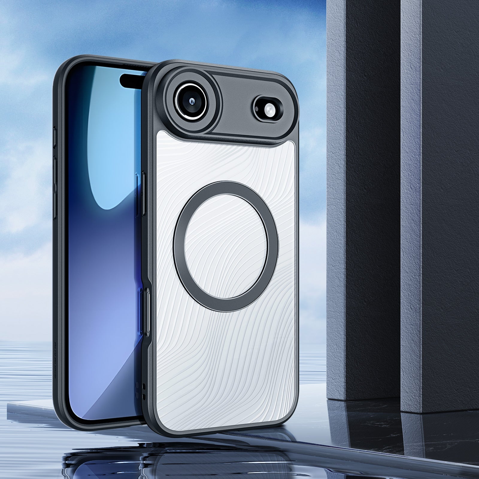 Handyhülle für iPhone Air, Dux Ducis Aimo Mag, Transparent mit schwarzen Rahmen
