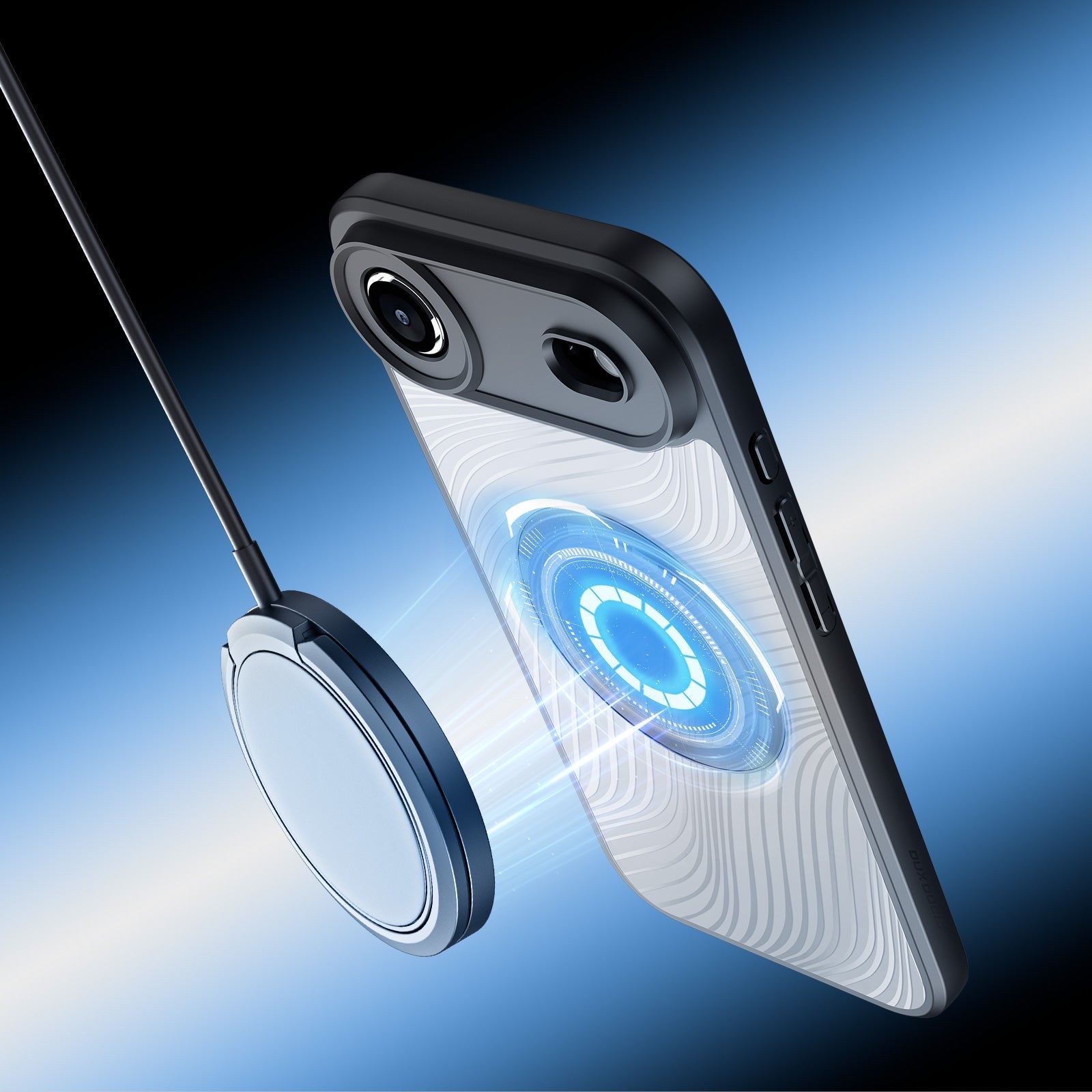 Handyhülle für iPhone Air, Dux Ducis Aimo Mag, Transparent mit schwarzen Rahmen