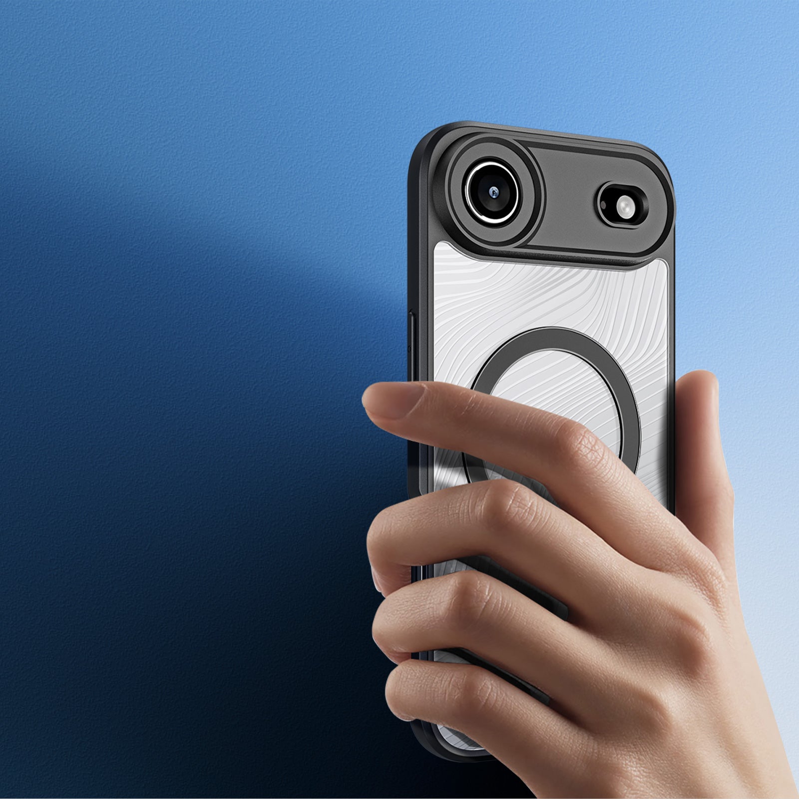 Handyhülle für iPhone Air, Dux Ducis Aimo Mag, Transparent mit schwarzen Rahmen