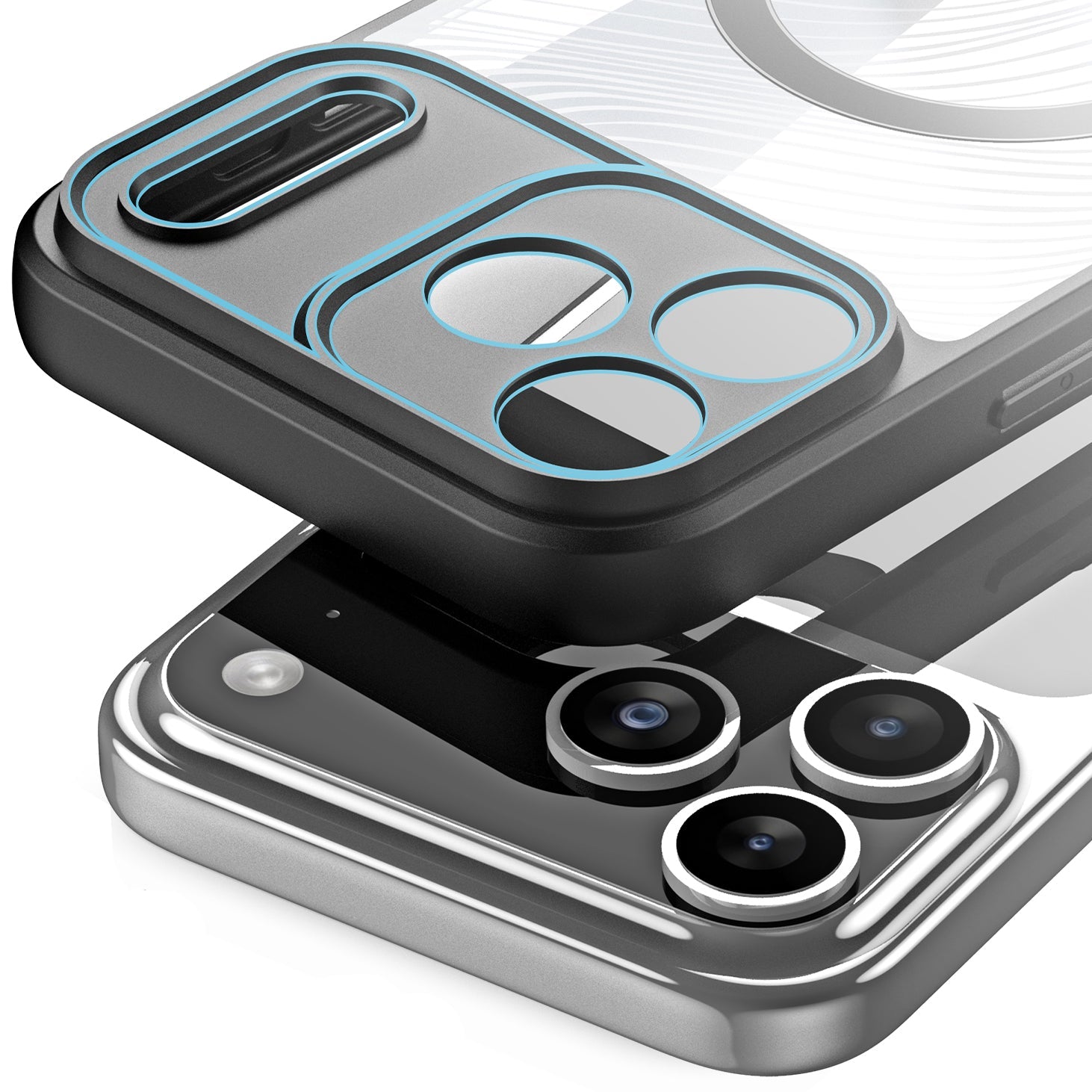 Handyhülle für iPhone 17 Pro, Dux Ducis Aimo Mag, Transparent mit schwarzen Rahmen