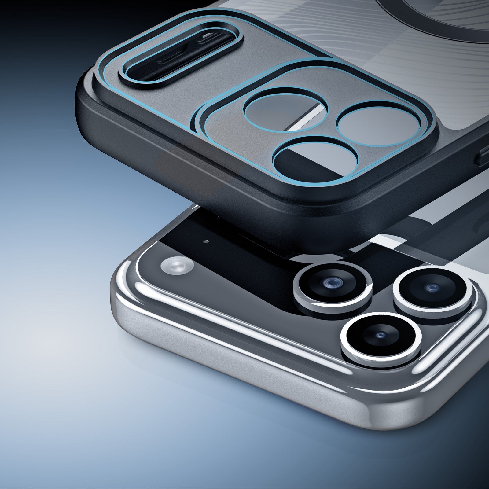 Handyhülle für iPhone 17 Pro, Dux Ducis Aimo Mag, Transparent mit schwarzen Rahmen