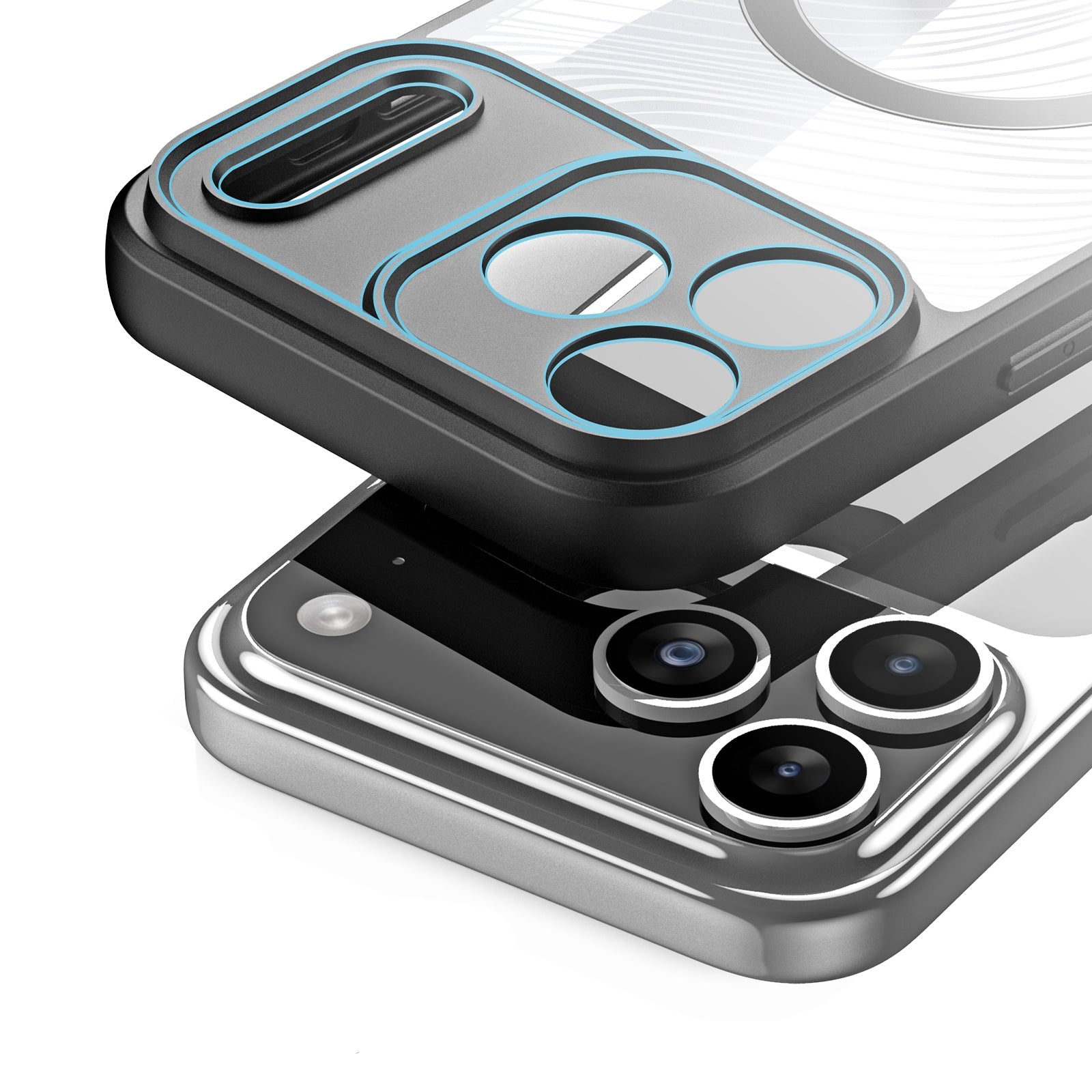 Handyhülle für iPhone 17 Pro Max, Dux Ducis Aimo Mag, Transparent mit schwarzen Rahmen
