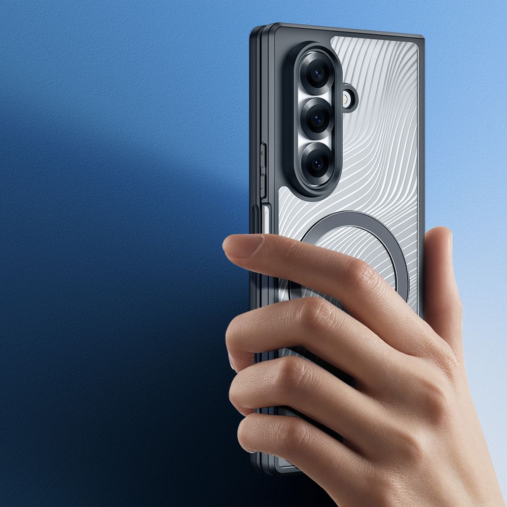 Handyhülle für Galaxy Z Fold7, Dux Ducis Aimo Mag mit MagSafe, Transparent und Schwarz
