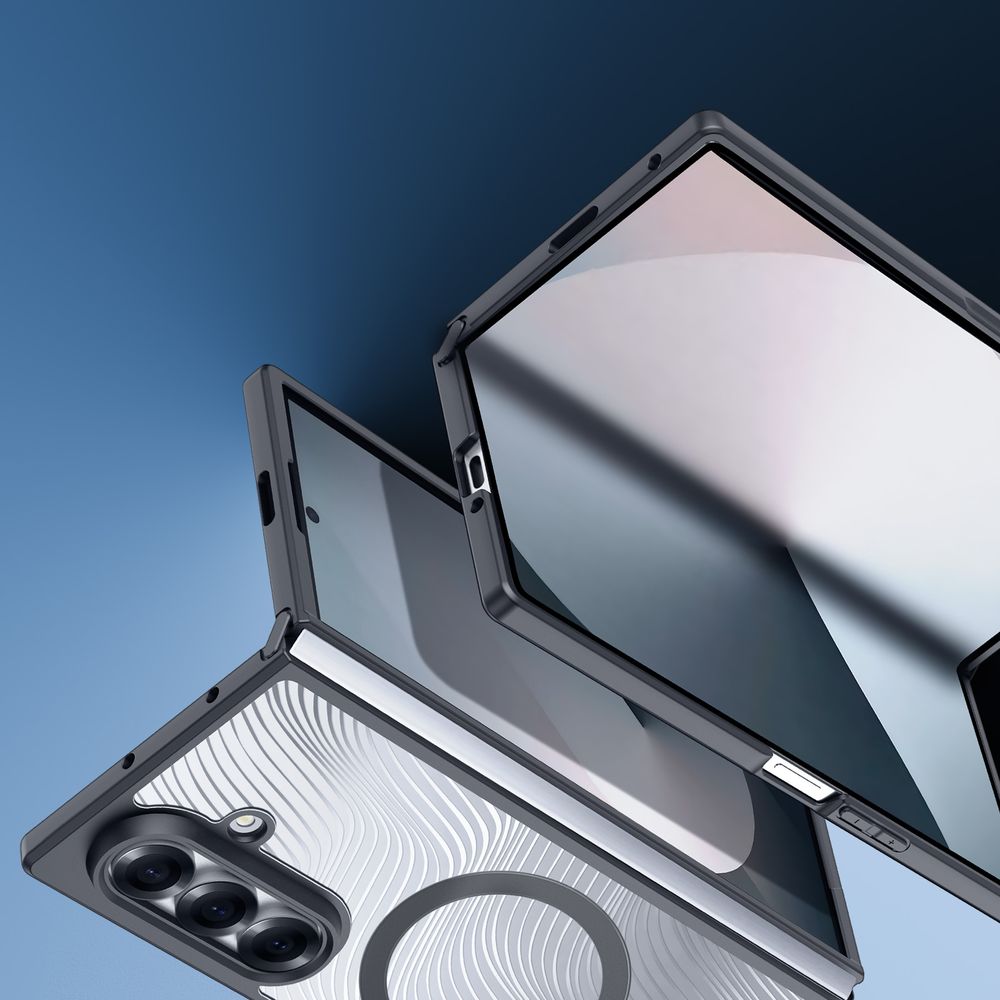 Handyhülle für Galaxy Z Fold7, Dux Ducis Aimo Mag mit MagSafe, Transparent und Schwarz