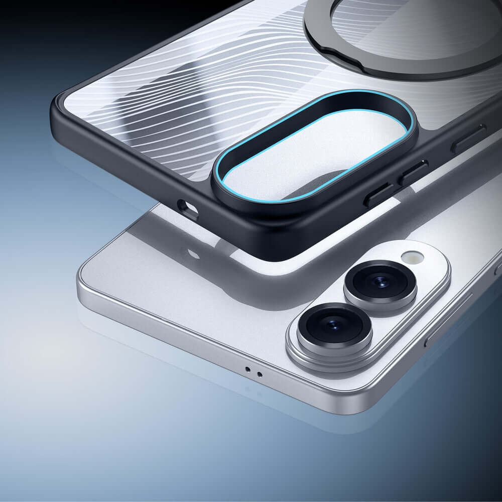 Handyhülle für Galaxy S25 Edge, Dux Ducis Aimo Mag Magnetic Stand, Schwarz