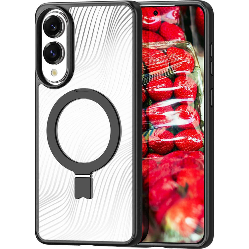 Handyhülle für Galaxy S25 Edge, Dux Ducis Aimo Mag Magnetic Stand, Schwarz