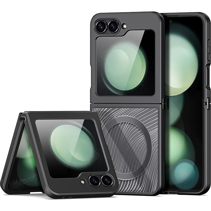 Handyhülle für Samsung Galaxy Z Flip7 FE / Z Flip6, Dux Ducis Aimo Mag, transparent mit schwarzen Rahmen