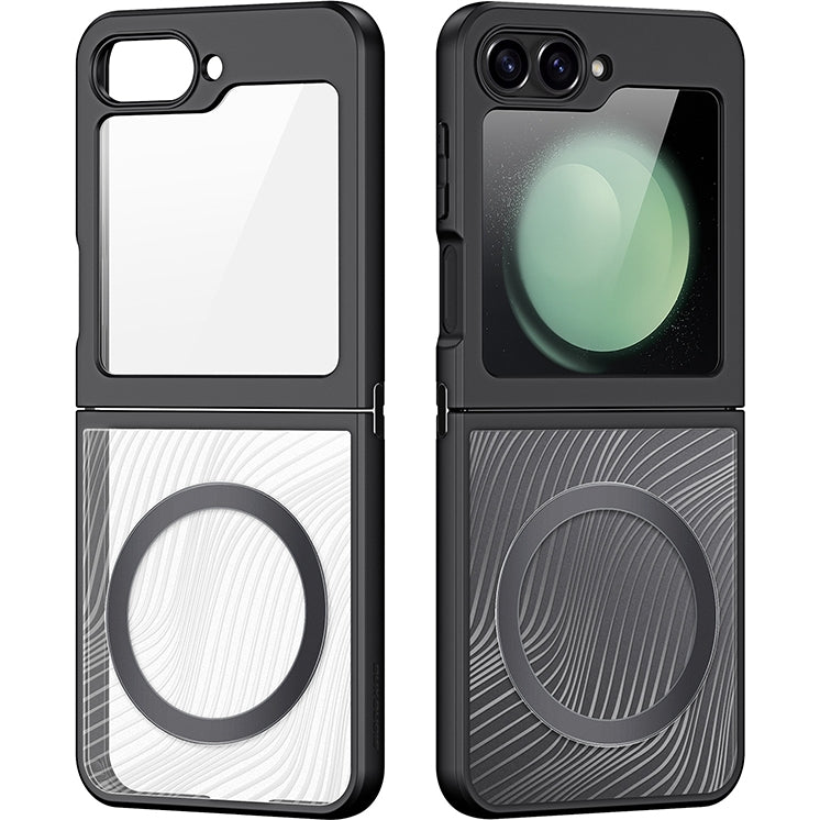 Handyhülle für Samsung Galaxy Z Flip7 FE / Z Flip6, Dux Ducis Aimo Mag, transparent mit schwarzen Rahmen
