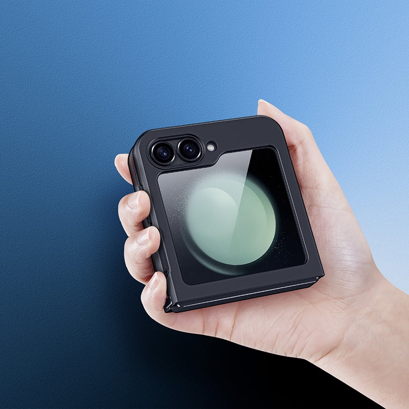 Handyhülle für Samsung Galaxy Z Flip7 FE / Z Flip6, Dux Ducis Aimo Mag, transparent mit schwarzen Rahmen