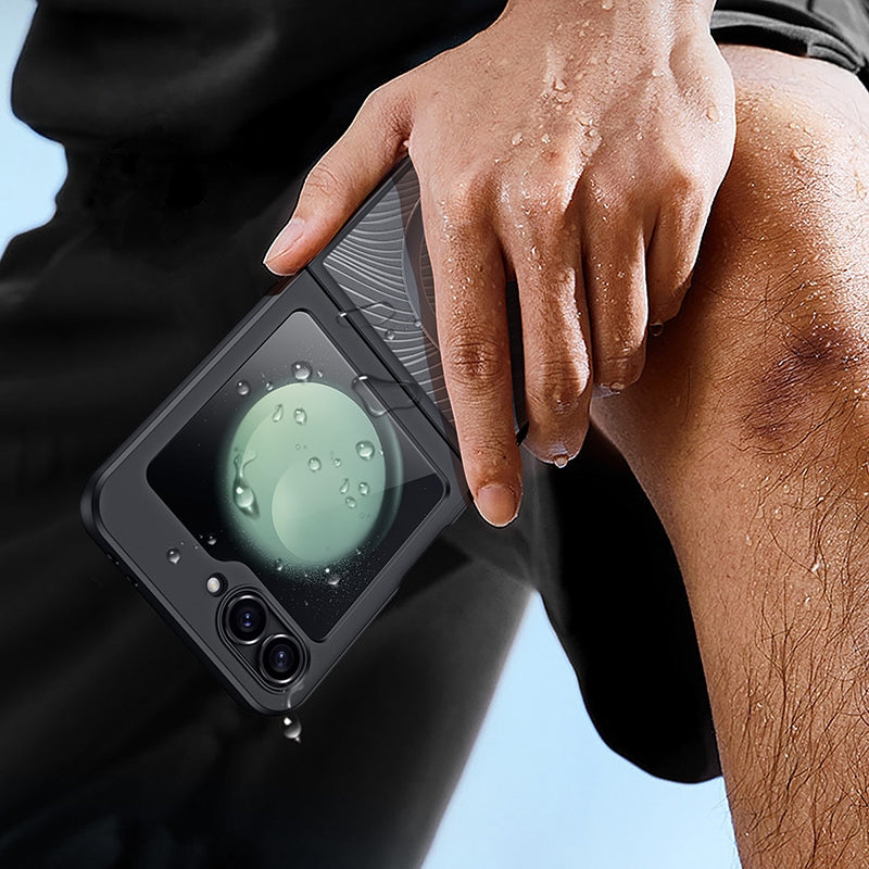 Handyhülle für Samsung Galaxy Z Flip7 FE / Z Flip6, Dux Ducis Aimo Mag, transparent mit schwarzen Rahmen