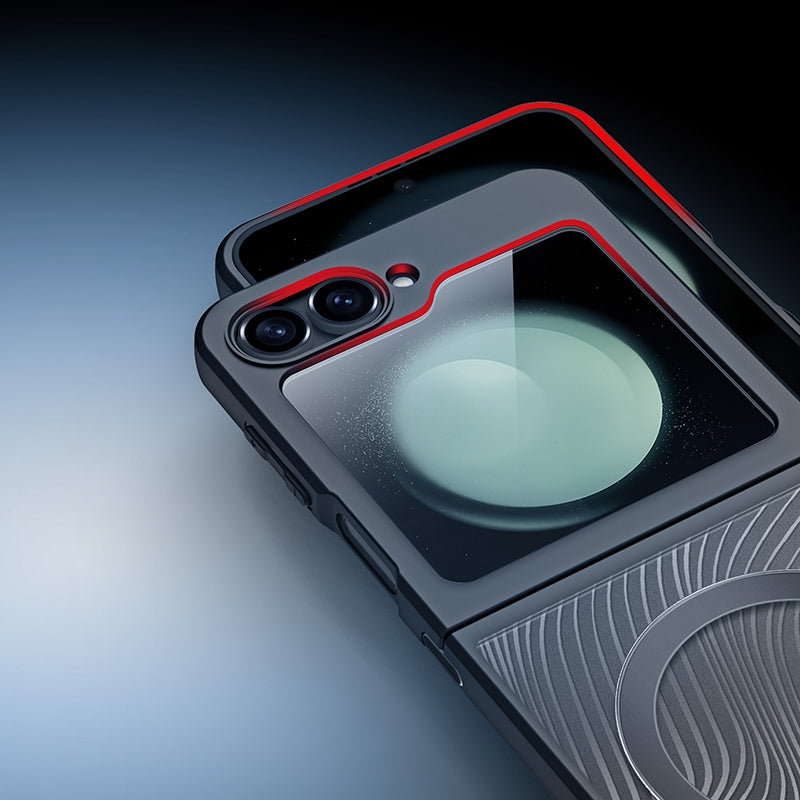 Handyhülle für Samsung Galaxy Z Flip7 FE / Z Flip6, Dux Ducis Aimo Mag, transparent mit schwarzen Rahmen