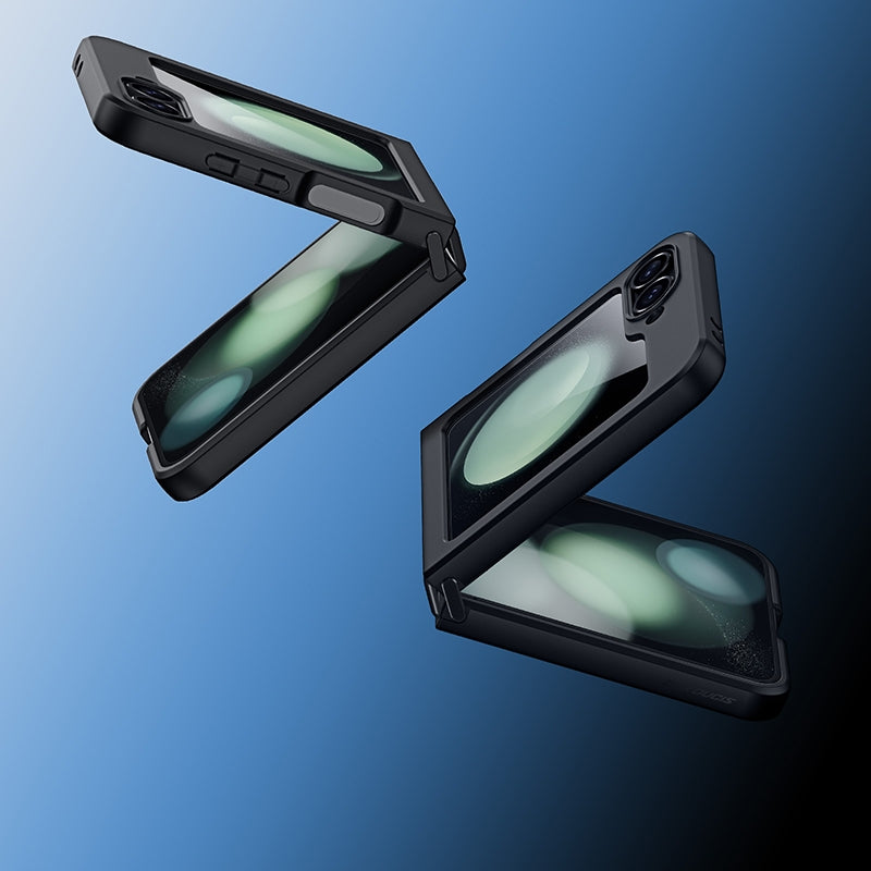 Handyhülle für Samsung Galaxy Z Flip7 FE / Z Flip6, Dux Ducis Aimo Mag, transparent mit schwarzen Rahmen