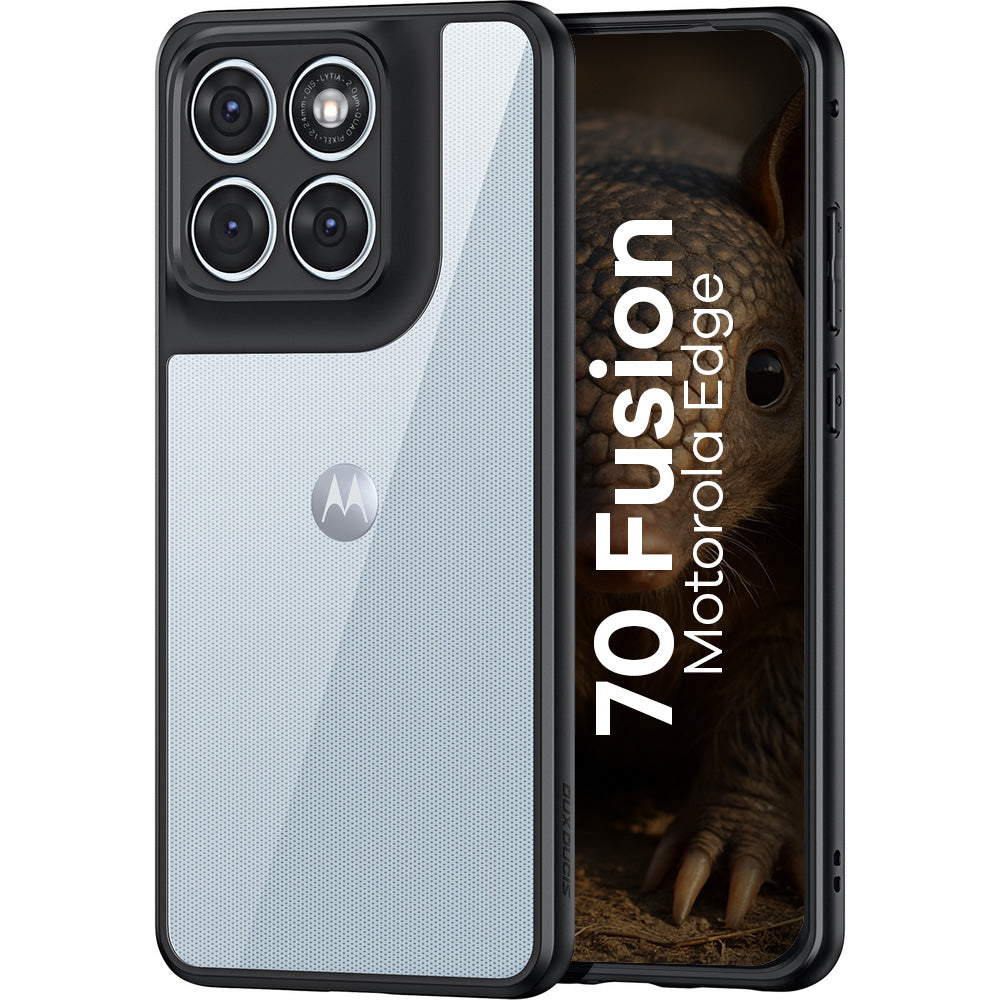 Handyhülle für Motorola Edge 70 Fusion, Dux Ducis Aimo, Transparent mit schwarzen Rahmen