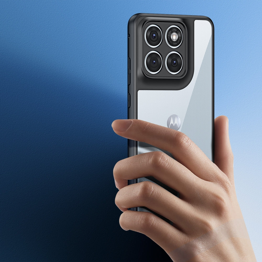 Handyhülle für Motorola Edge 70 Fusion, Dux Ducis Aimo, Transparent mit schwarzen Rahmen