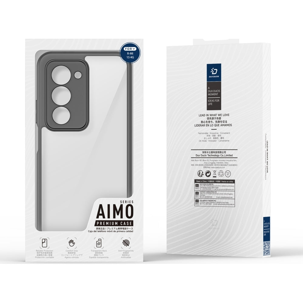Handyhülle für Xiaomi Redmi 15 4G, Dux Ducis Aimo, Transparent mit schwarzen Rahmen