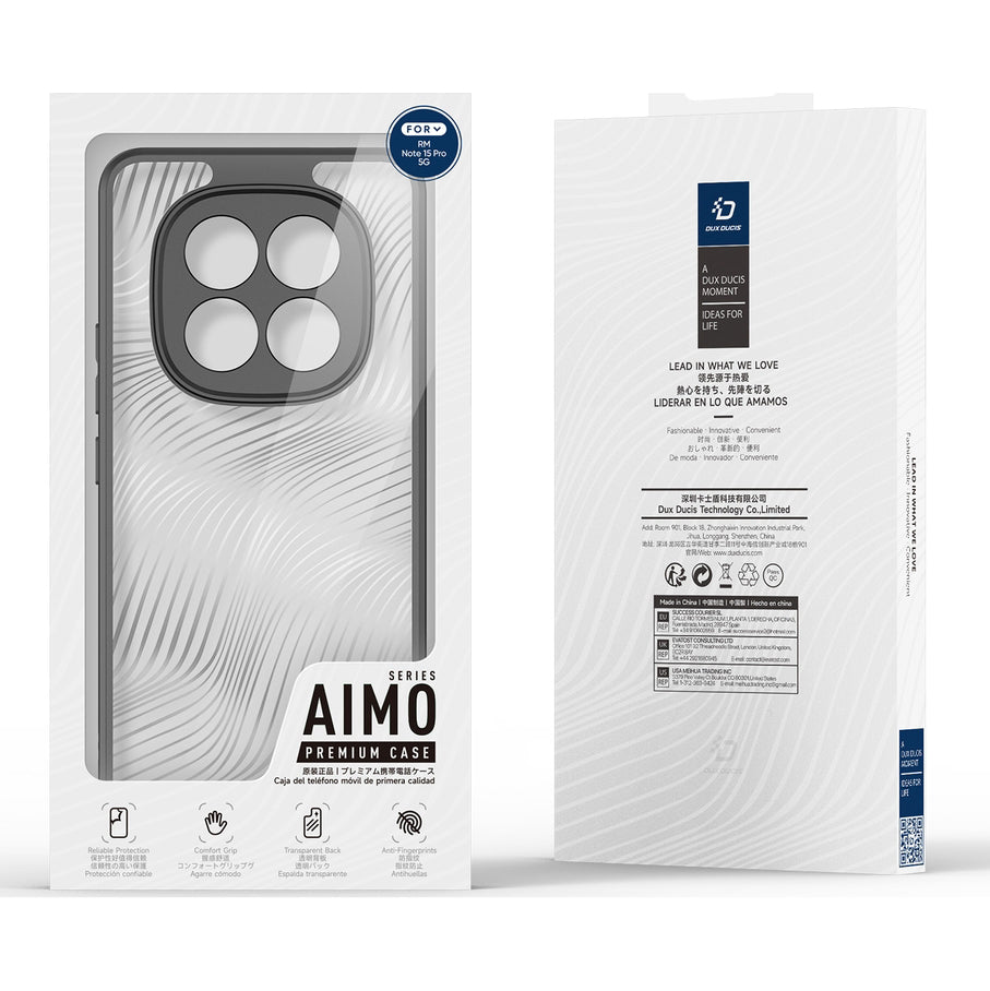 Handyhülle für Redmi Note 15 Pro 5G, Dux Ducis Aimo, Transparent mit Schwarzen Rahmen