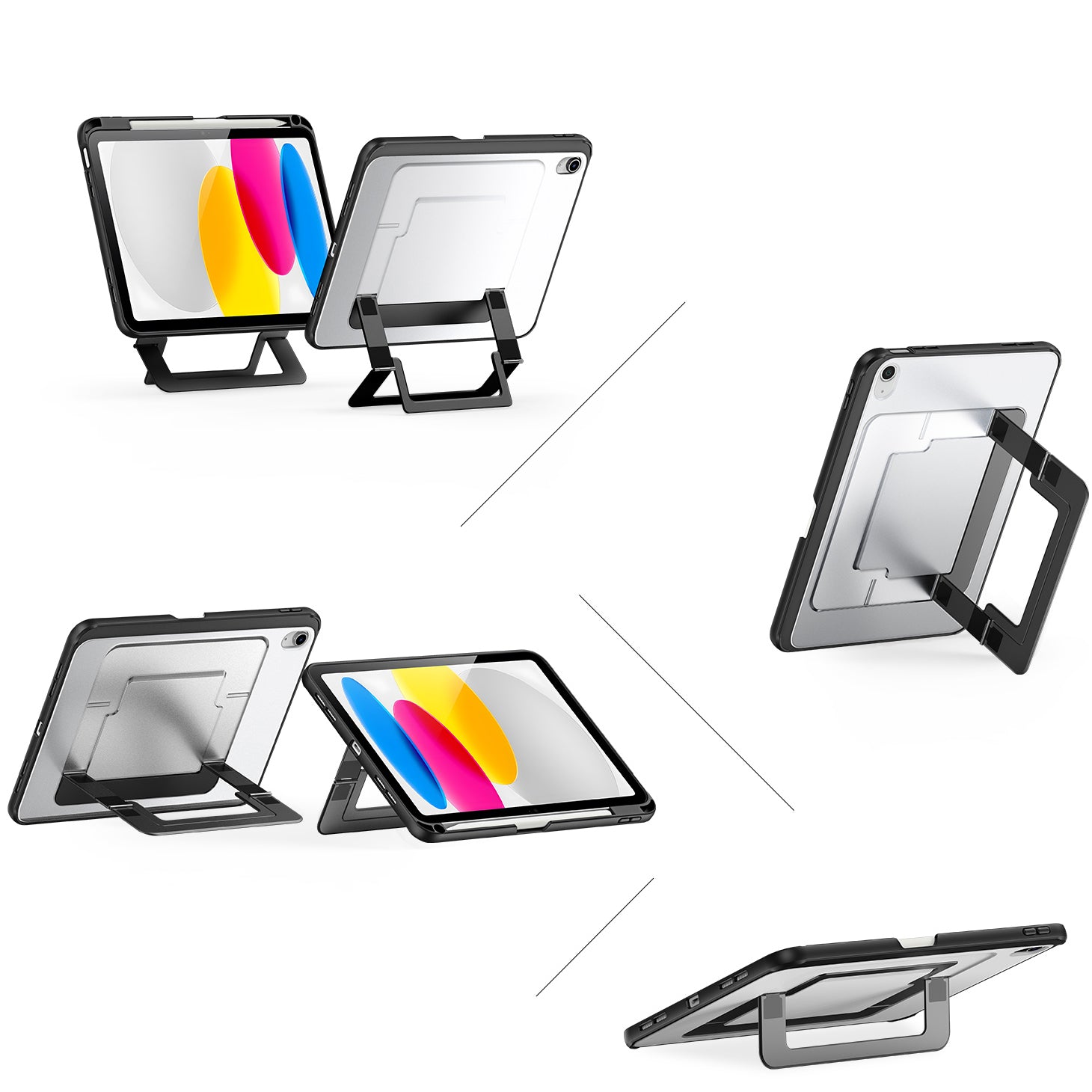 Schutzhülle mit Ständer für iPad 10.9 10 2022 / iPad 11 (A16) 2025, Dux Ducis Axis, Transparent-schwarz