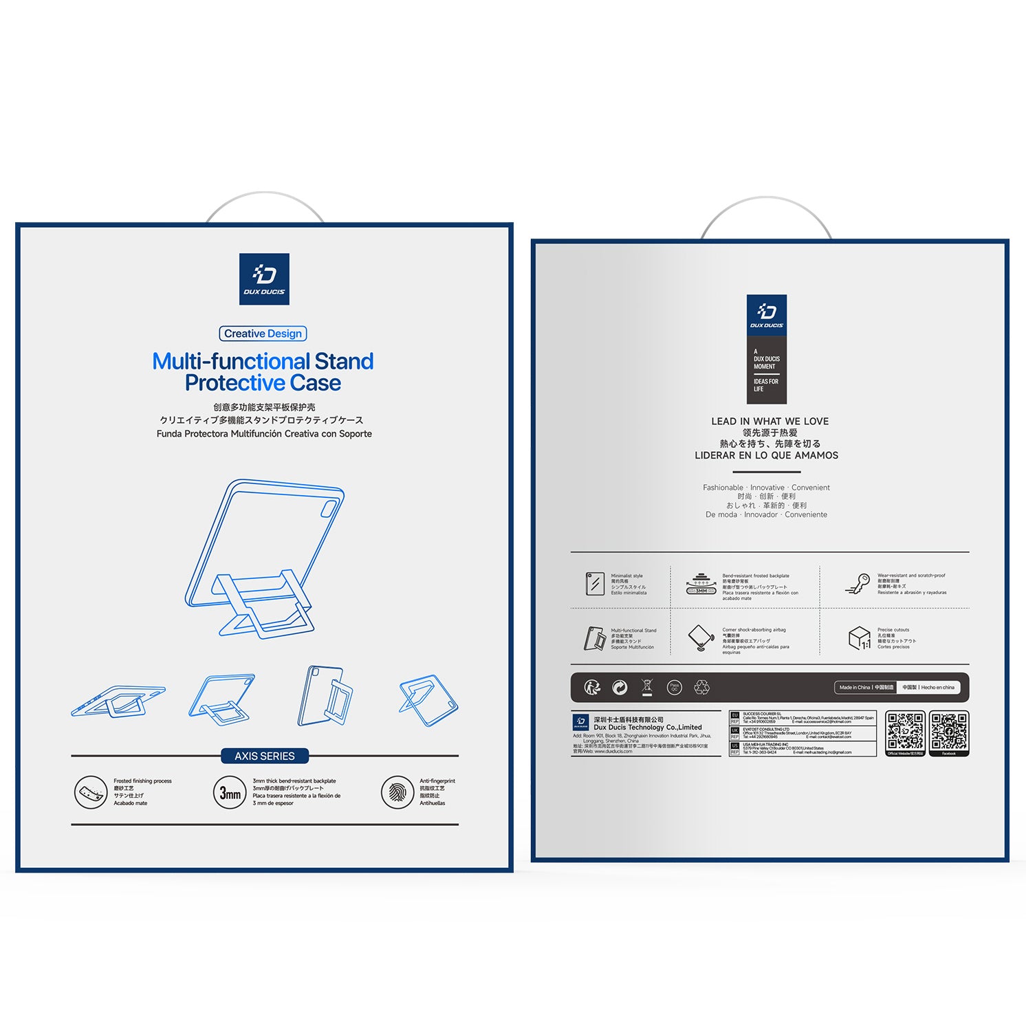 Schutzhülle mit Ständer für iPad 10.9 10 2022 / iPad 11 (A16) 2025, Dux Ducis Axis, Transparent-schwarz