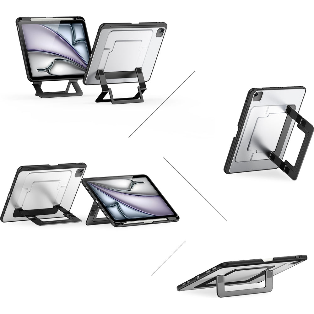 Schutzhülle mit Ständer für iPad Air 11" / 10.9" 2020-2026 / Pro 11" 2018-2022, Dux Ducis Axis, Transparent-schwarz