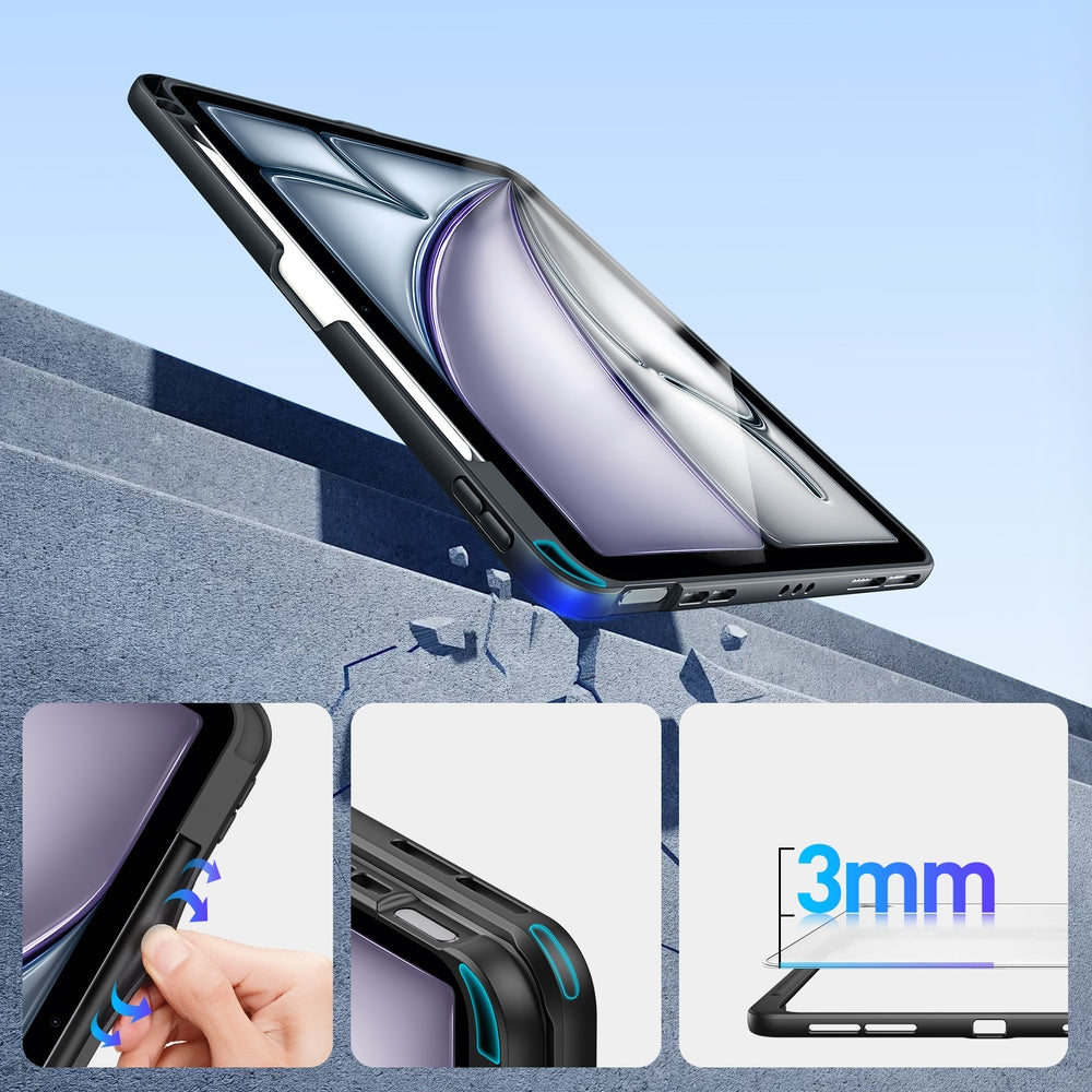 Schutzhülle mit Ständer für iPad Air 11" / 10.9" 2020-2026 / Pro 11" 2018-2022, Dux Ducis Axis, Transparent-schwarz
