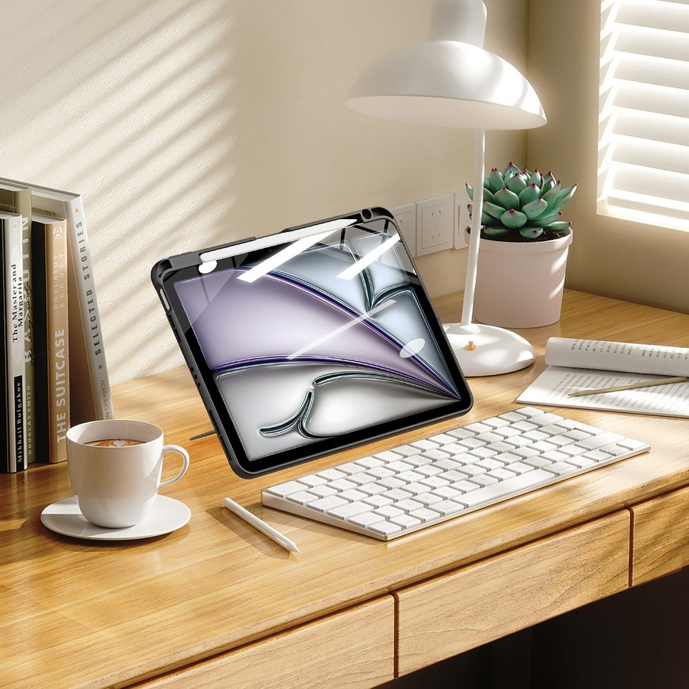 Schutzhülle mit Ständer für iPad Air 11" / 10.9" 2020-2026 / Pro 11" 2018-2022, Dux Ducis Axis, Transparent-schwarz