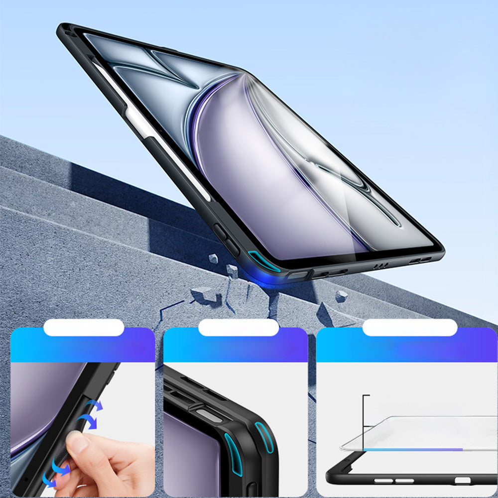 Schutzhülle mit Ständer für iPad Air 13" M4/M3/M2, Dux Ducis Axis, Transparent-Schwarz