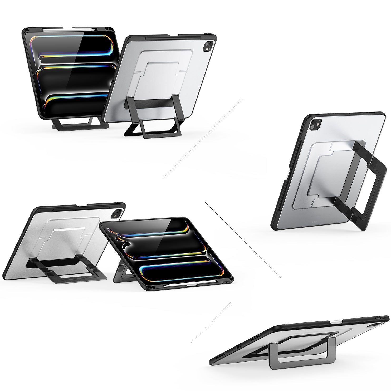 Schutzhülle mit Ständer für iPad Pro 11 M5 2025 / Pro 11" M4 2024, Dux Ducis Axis, Transparent-Schwarz