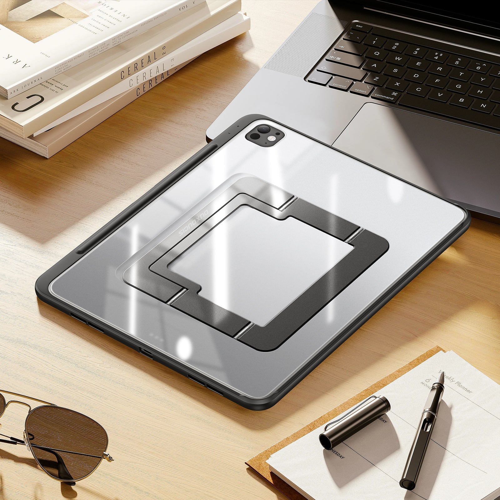 Schutzhülle mit Ständer für iPad Pro 11 M5 2025 / Pro 11" M4 2024, Dux Ducis Axis, Transparent-Schwarz