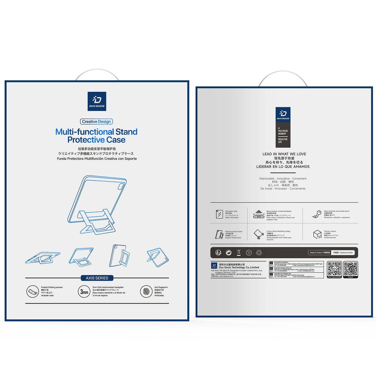 Schutzhülle mit Ständer für iPad Pro 11 M5 2025 / Pro 11" M4 2024, Dux Ducis Axis, Transparent-Schwarz
