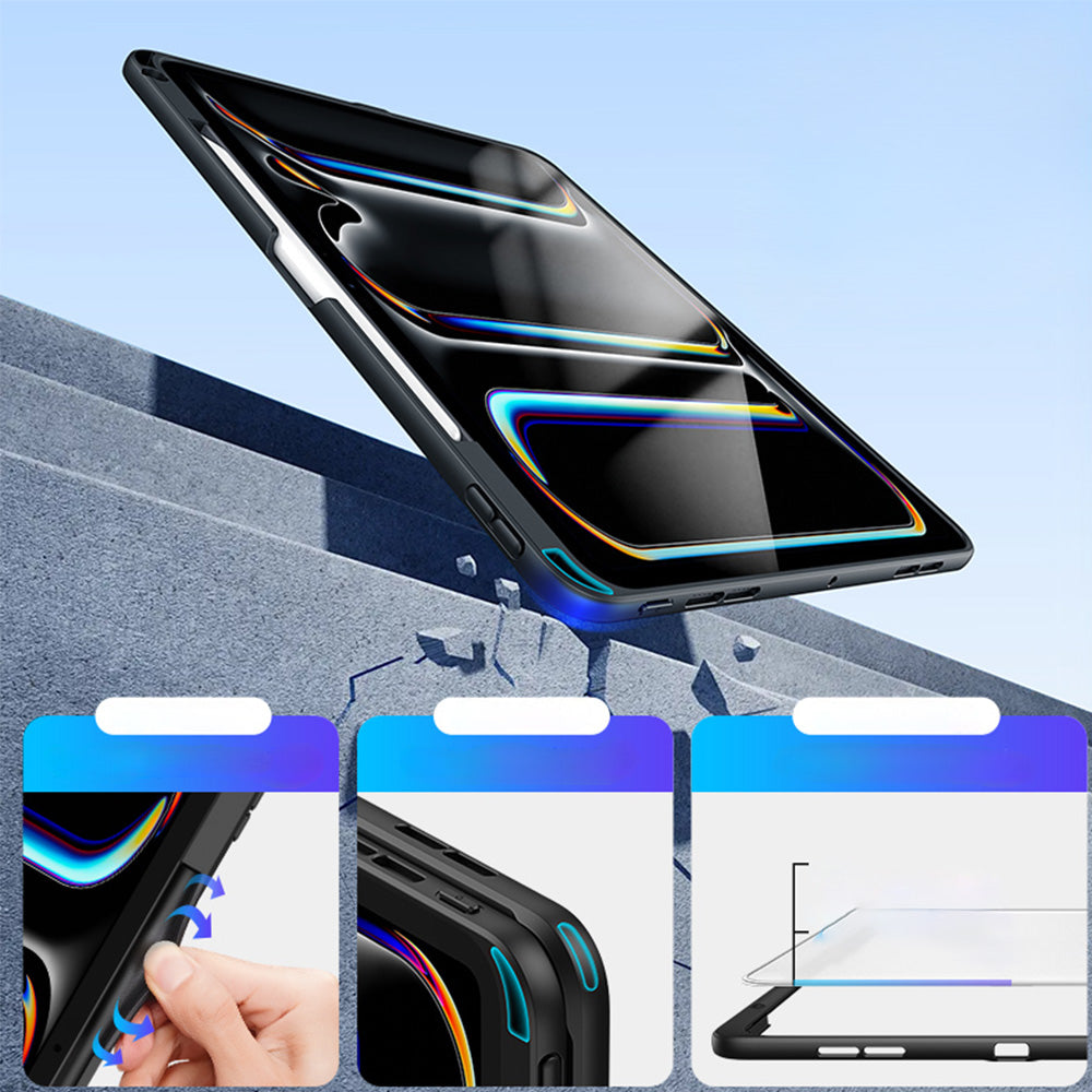 Schutzhülle mit Ständer für iPad Pro 13" 2025 / 2024, Dux Ducis Axis, Transparent-Schwarz