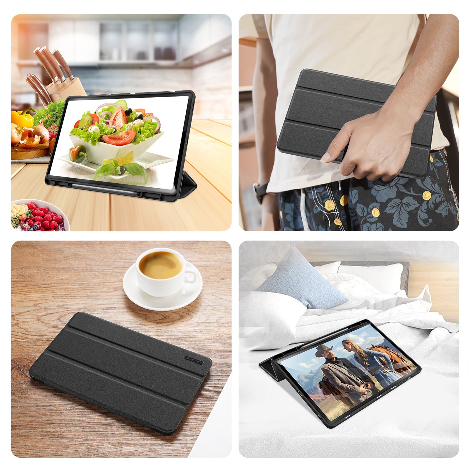 Handyhülle mit Klappe für Galaxy Tab S10 FE Plus, Dux Ducis Domo, Schwarz