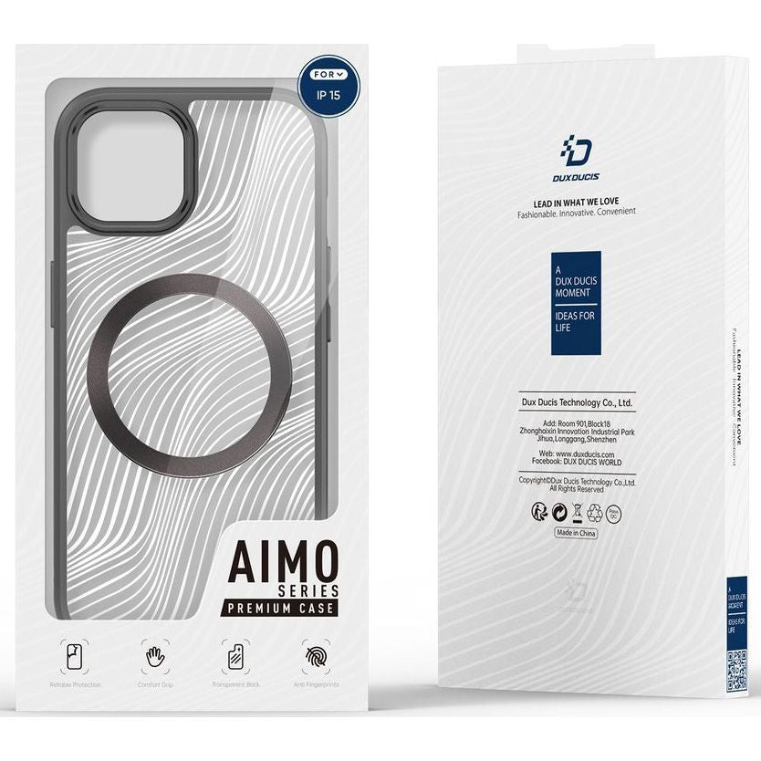 Schutzhülle Dux Ducis AIMO Series Premium Case MagSafe für iPhone 15, Transparent mit schwarzem rahmen