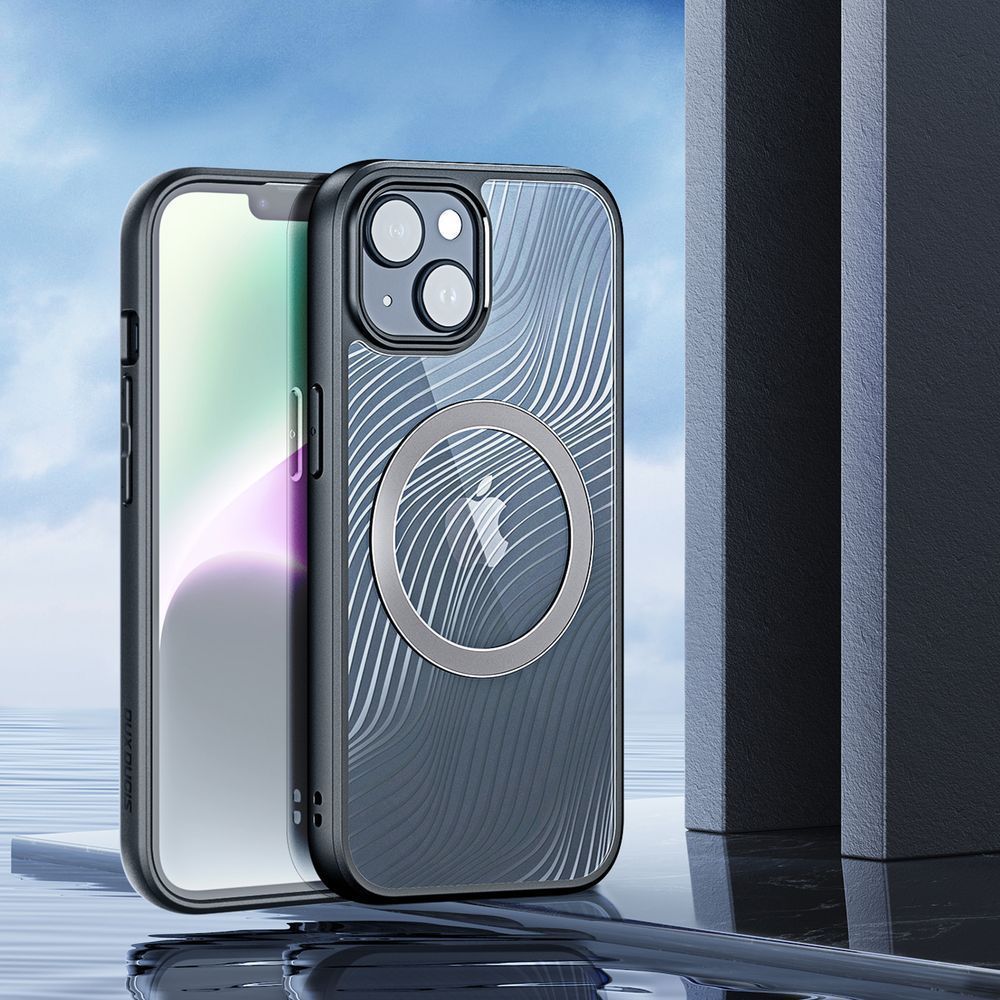 Schutzhülle Dux Ducis AIMO Series Premium Case MagSafe für iPhone 15, Transparent mit schwarzem rahmen