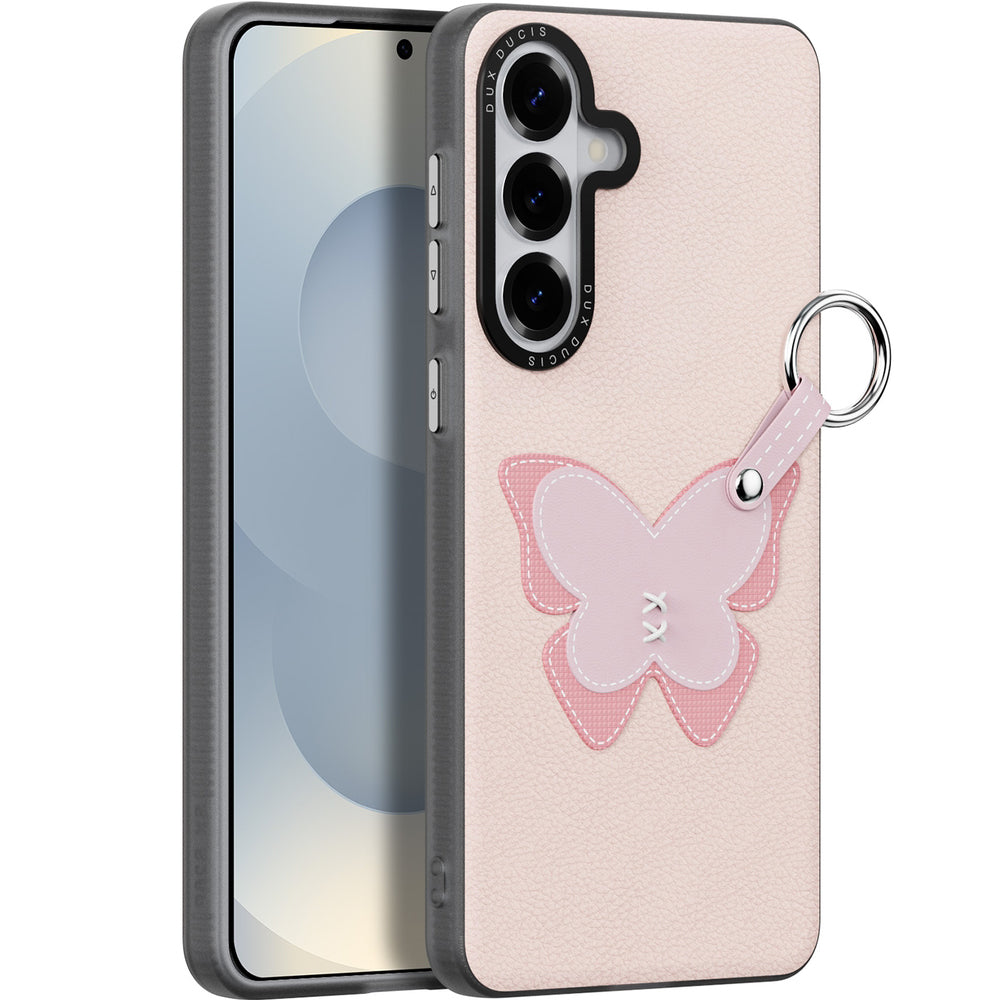 Handyhülle mit Trageband für Galaxy S26, Dux Ducis Luvy, Rosa mit Schmetterling