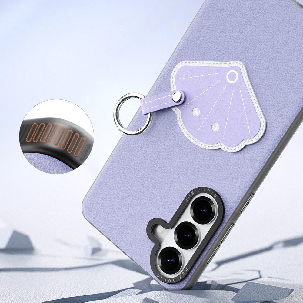 Handyhülle mit Trageband für Galaxy S26, Dux Ducis Luvy, Violett mit Muschel