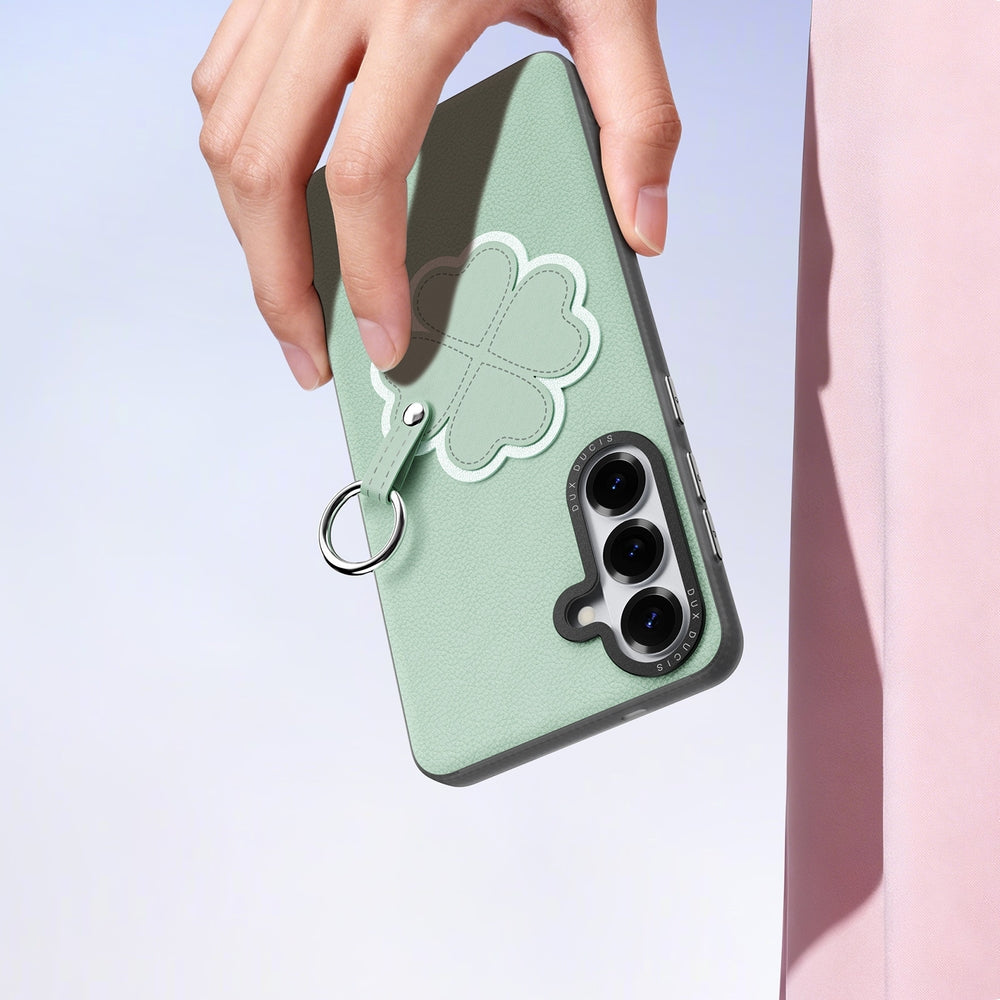 Handyhülle mit Trageband für Galaxy S26 Plus, Dux Ducis Luvy, Grün mit Klee